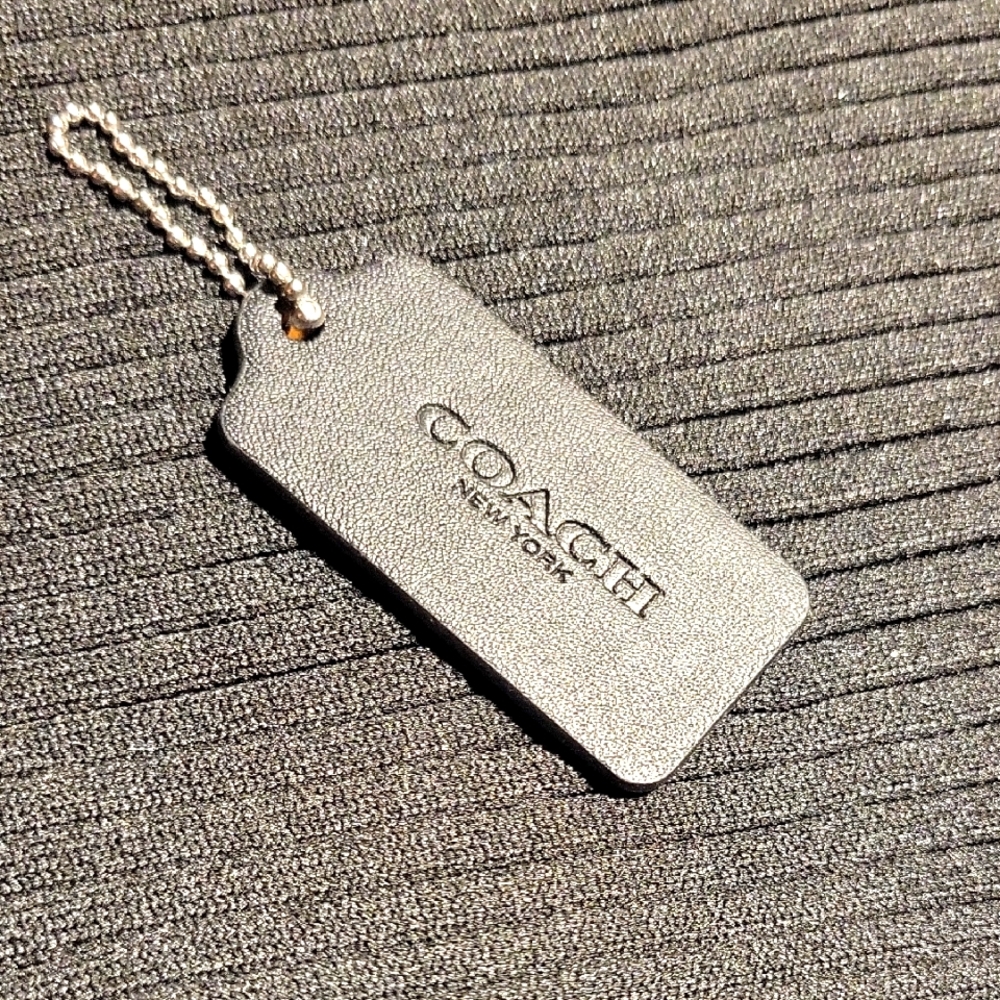 Coach Textured Black Leather Key Holder